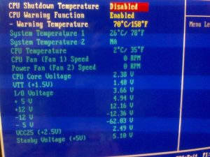 Bios szerint 2 fok csak a proci