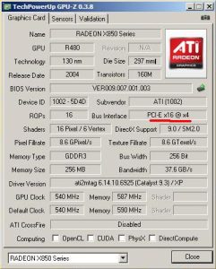 PCIe-s X850XT tulajdonságai PCIe-s X850XT tulajdonságai