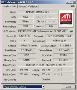 Radeon 8500 GPU-Z