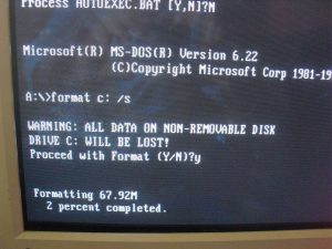 formázás alatt a HDD